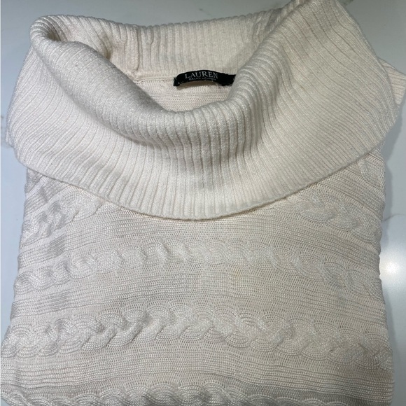 LAUREN Ralph Lauren cable knit sweater, Cowl neck, Off White/Cream, Size XL - Picture 9 of 9